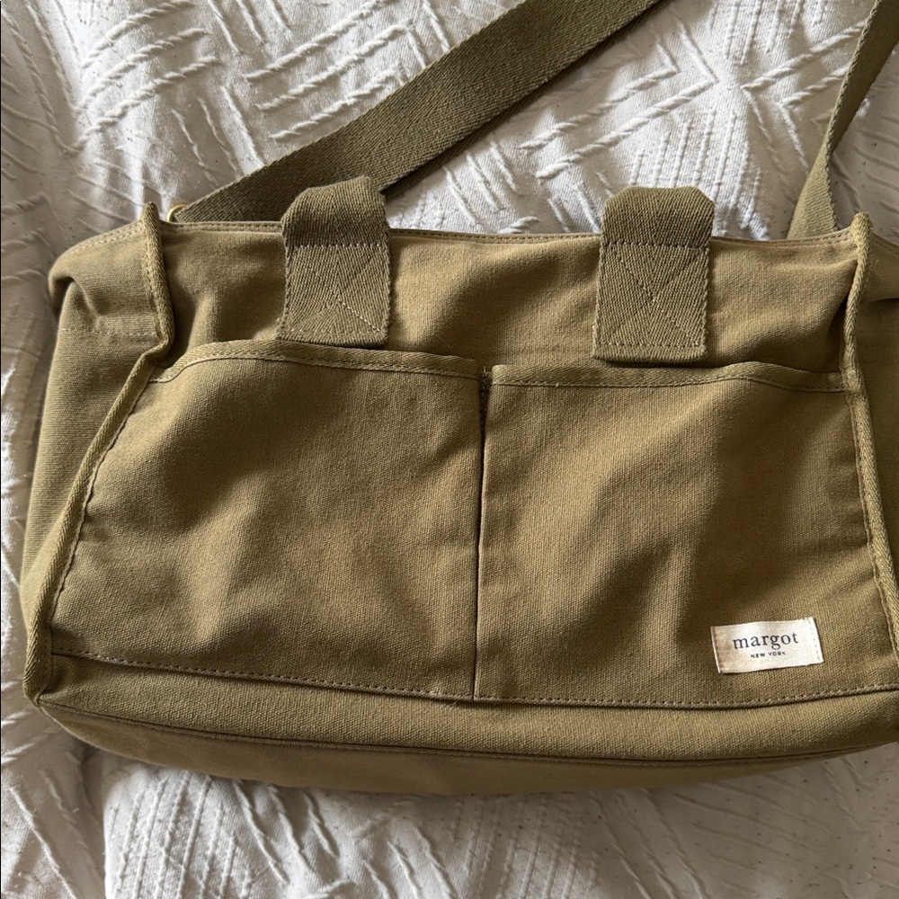 Margot olive canvas zipper tote  EUC